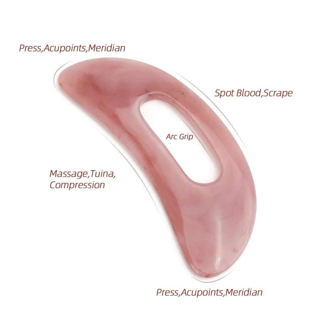 Premium Gua Sha Board Resin Massager Scraper for Face Neck Back Acupuncture Therapy - Yellow Green Beige - Massage Tool for 