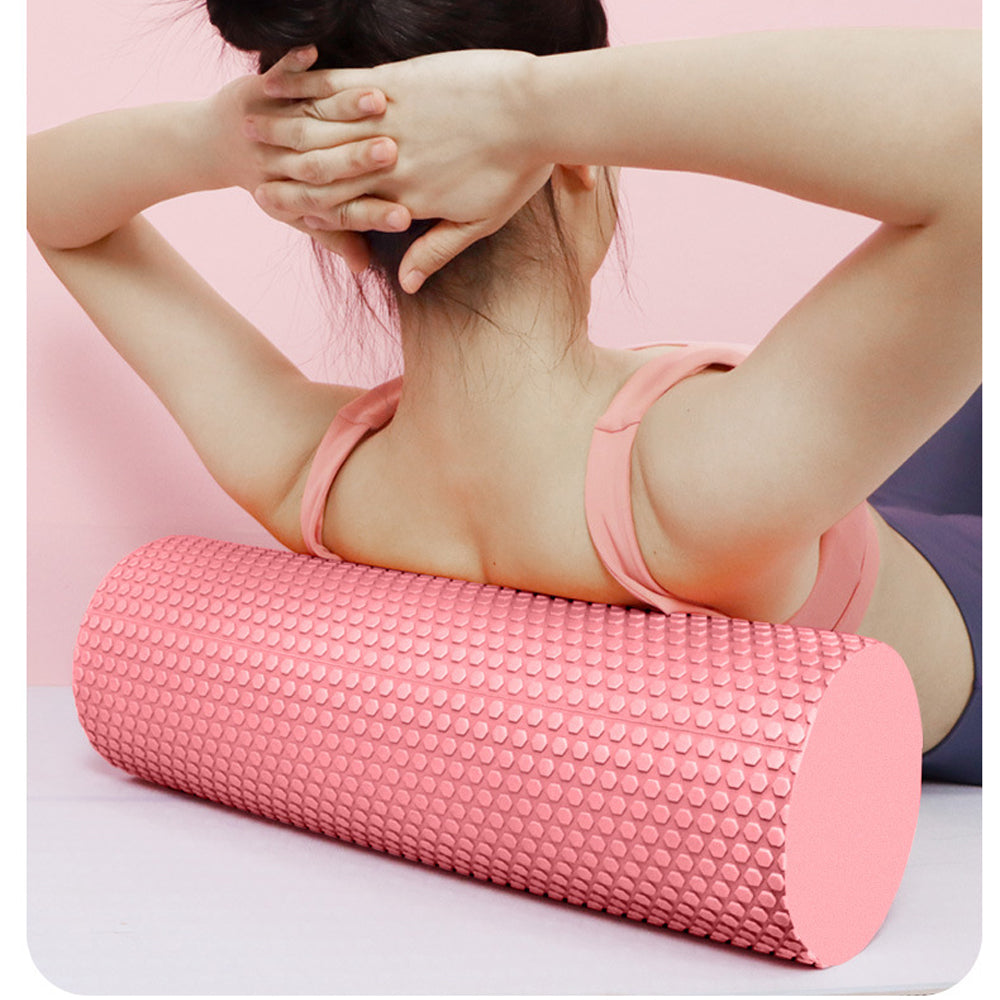 Premium EVA Foam Yoga Roller for Pilates & Home Workouts, 9.5cm Diameter, 29.7cm Length, Enhanced Hexagonal Design for Effective Muscle Recovery and Flexibility - StrengthXPhysiotherapy
