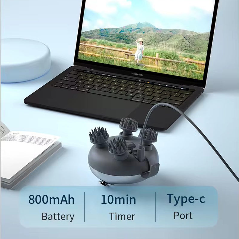 Premium Rechargeable Electric Scalp Massager for Hair Growth, Stress Relief & Headache Relief – Waterproof Handheld Massager