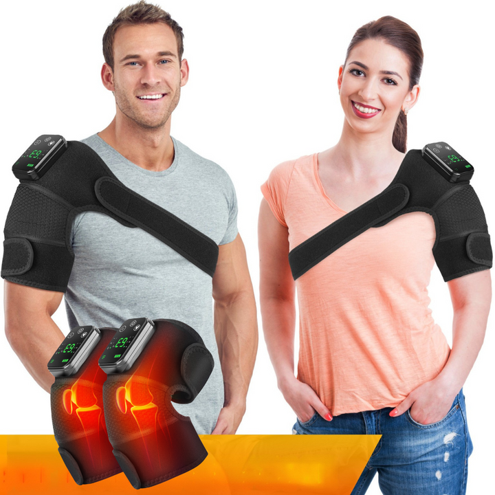 Premium USB Electric Heating Kneepads & Shoulder Massager | 3-in-1 Adjustable Heated Brace with Three Heat Levels & Vibration for Neck, Arm, & Knee Relief - StrengthXPhysiotherapy