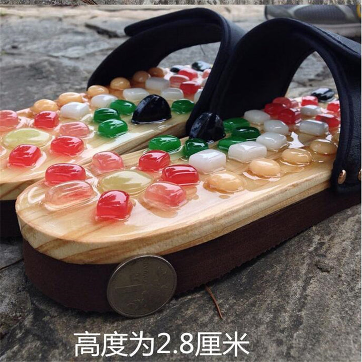 Premium Acupressure Massage Slippers – Natural Stone Foot Massage Shoes for Reflexology – Stimulate Pressure Points, Boost 