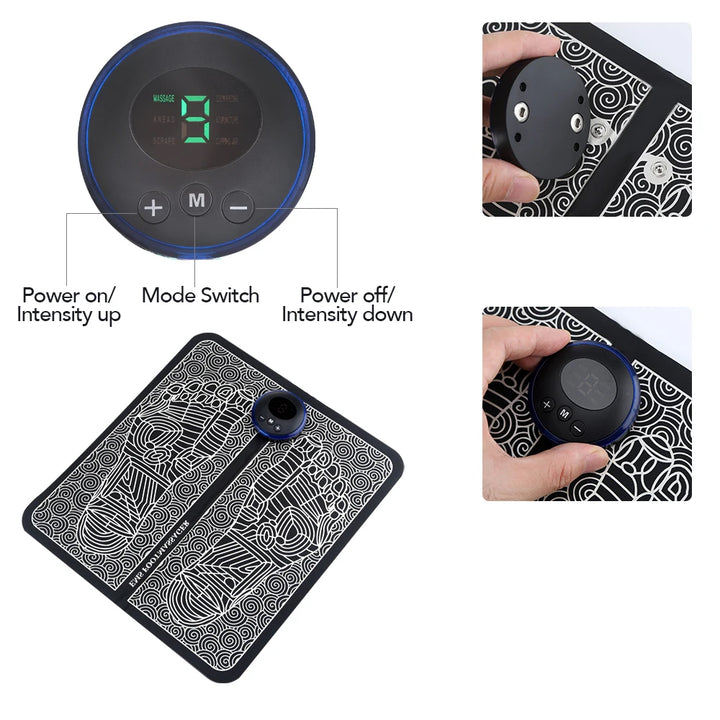 Premium Electric EMS Foot Massager Pad with Remote Control - Acupoint Stimulation, Pain Relief, Muscle Relaxation, 8 Modes,