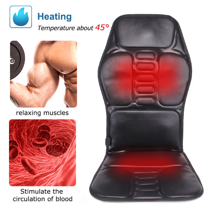 Premium Electric Massage Chair Cushion with Heating & Vibrator – 5-9 Vibration Zones, Adjustable Intensity & Temperature, 