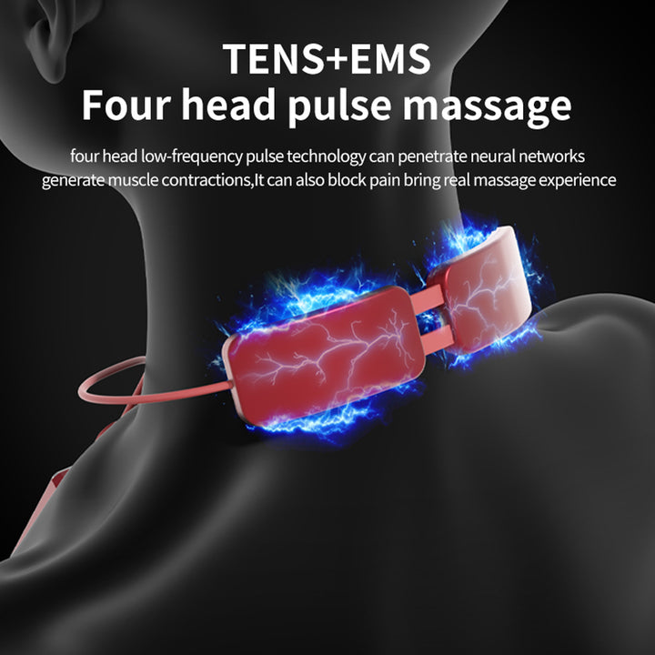 Premium Electric Neck Massager with Smart TENS+EMS Pulse, 6 Modes & 19 Intensity Levels, Lightweight Cervical Spine Relief