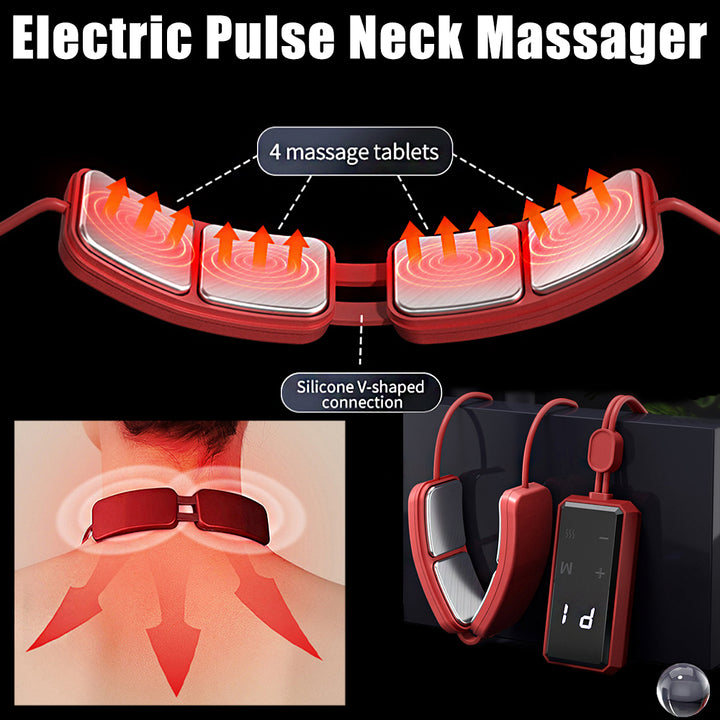 Premium Electric Neck Massager with Smart TENS+EMS Pulse, 6 Modes & 19 Intensity Levels, Lightweight Cervical Spine Relief