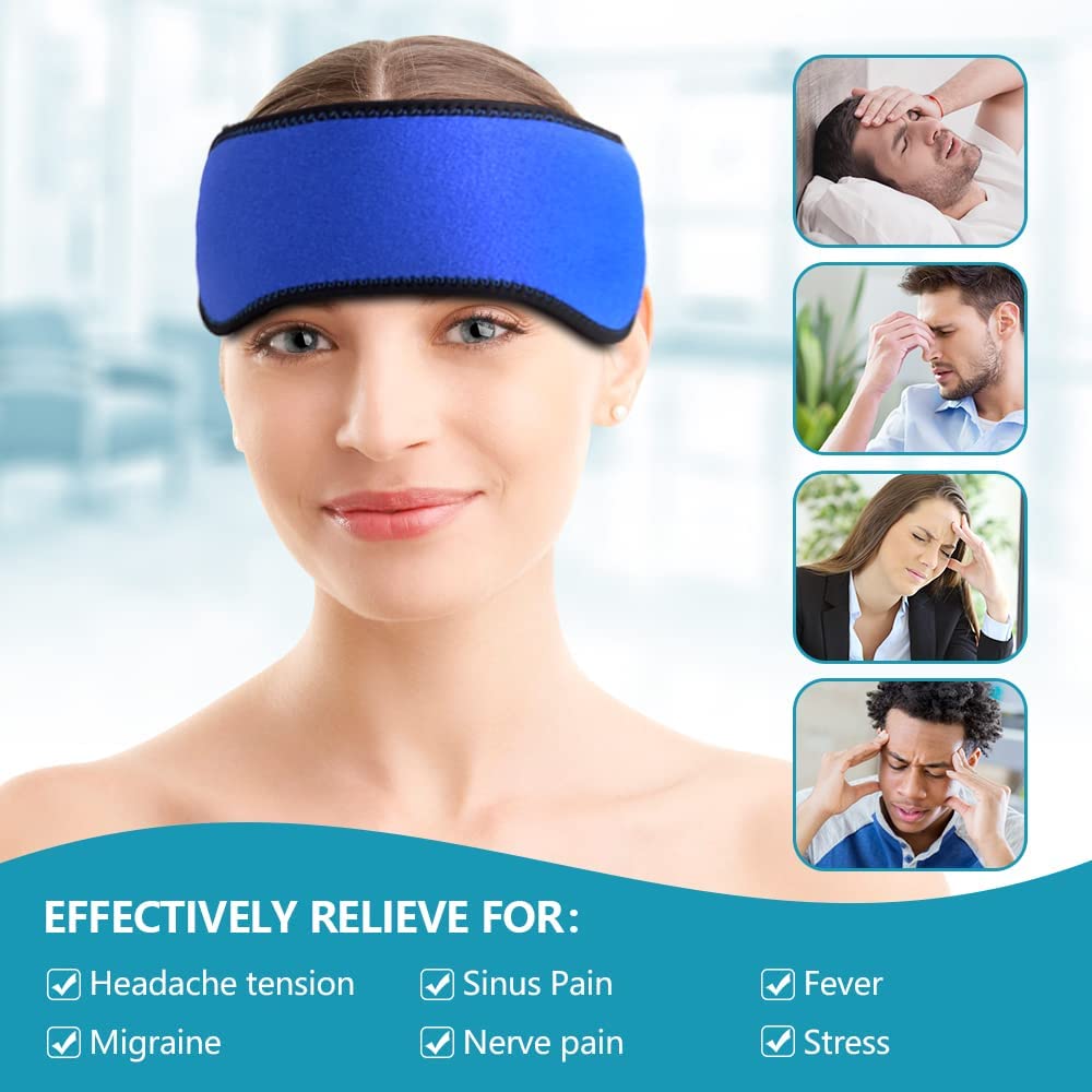 Premium Migraine Ice Head Wrap for Headache and Tension Relief – Gel Ice Pack Headband with Hot and Cold Therapy, Adjustable 