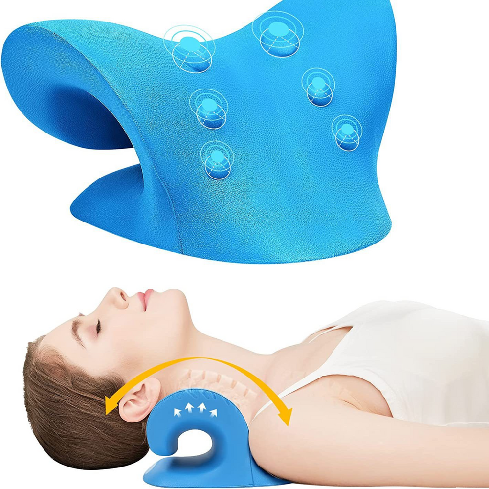 Premium Neck and Shoulder Stretcher Relaxer - Cervical Chiropractic Traction Device, Ergonomic Massage Pillow for Pain 