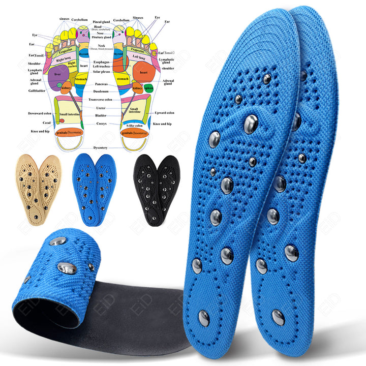 Premium Magnetic Therapy Insoles for Foot Acupressure - Soft Sports Cushion Inserts, Sweat-Absorbing & Deodorant, Unisex 