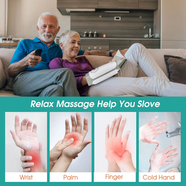 Premium Heated Hand Massager with Air Pressure and Hot Compress for Arthritis Relief, Cold Hand Comfort, and Finger Numbness