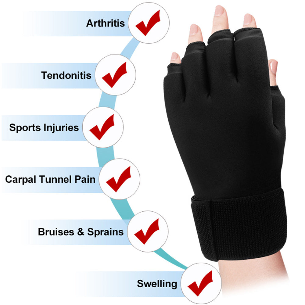 Premium Hot & Cold Compress Glove with Adjustable Wrist Strap - Reusable Gel Ice Pack for Tendinitis Relief, Hand Massage, 