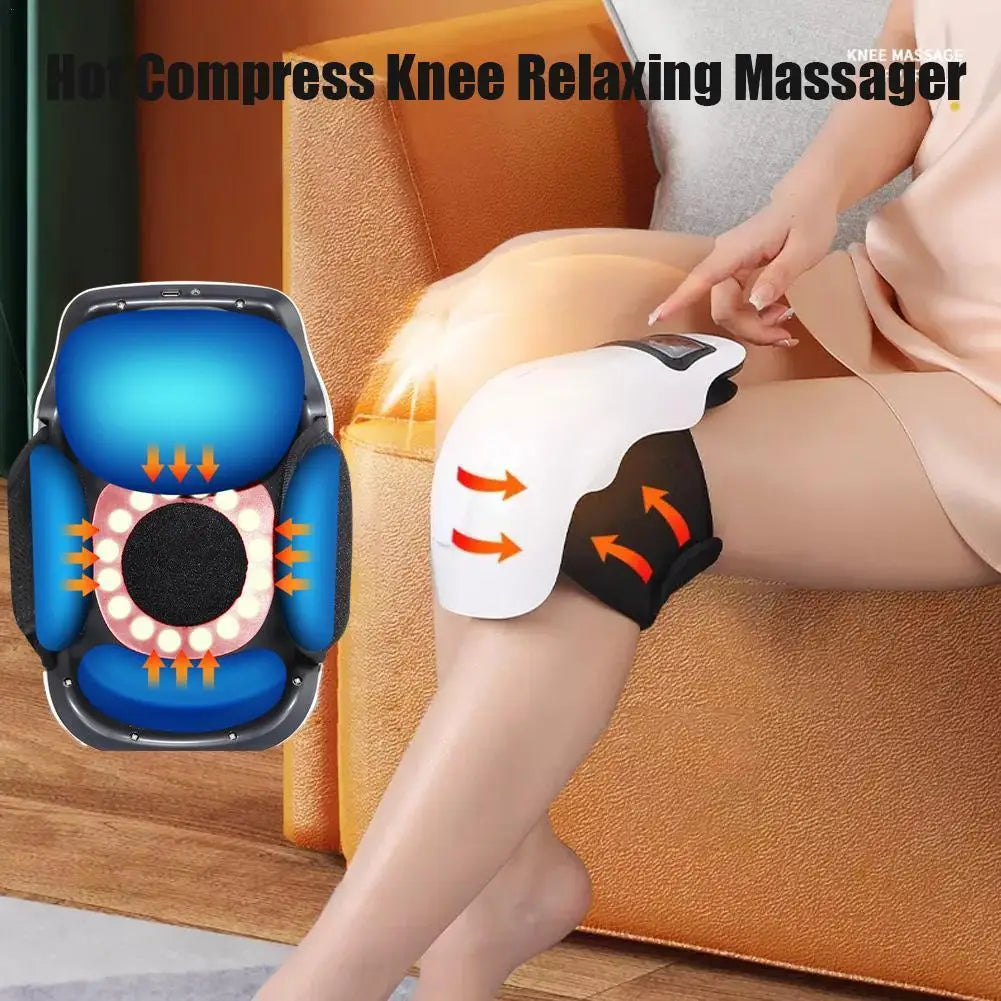Premium Wireless Heated Knee Massager - Multifunctional Vibration & Hot Compress Therapy, 360° Wrap, Adjustable Temperature 