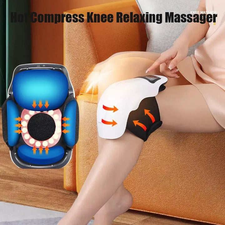 Premium Wireless Heated Knee Massager - Multifunctional Vibration & Hot Compress Therapy, 360° Wrap, Adjustable Temperature 