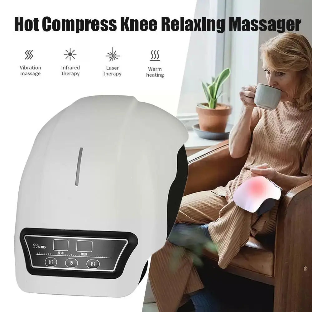 Premium Wireless Heated Knee Massager - Multifunctional Vibration & Hot Compress Therapy, 360° Wrap, Adjustable Temperature 
