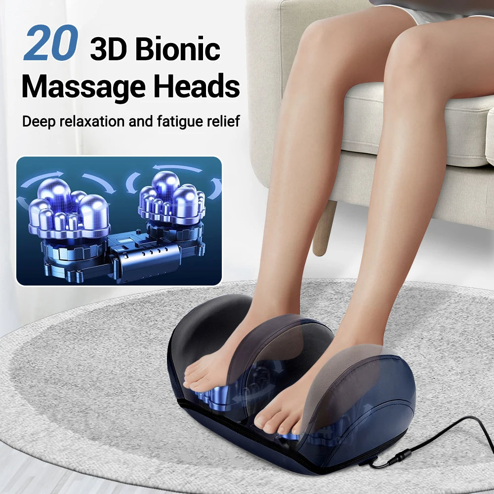 Premium Electric Foot Leg Massager | Deep Tissue Shiatsu Kneading | Heated Roller for Calf Relief | Stress Relief Foot Care 