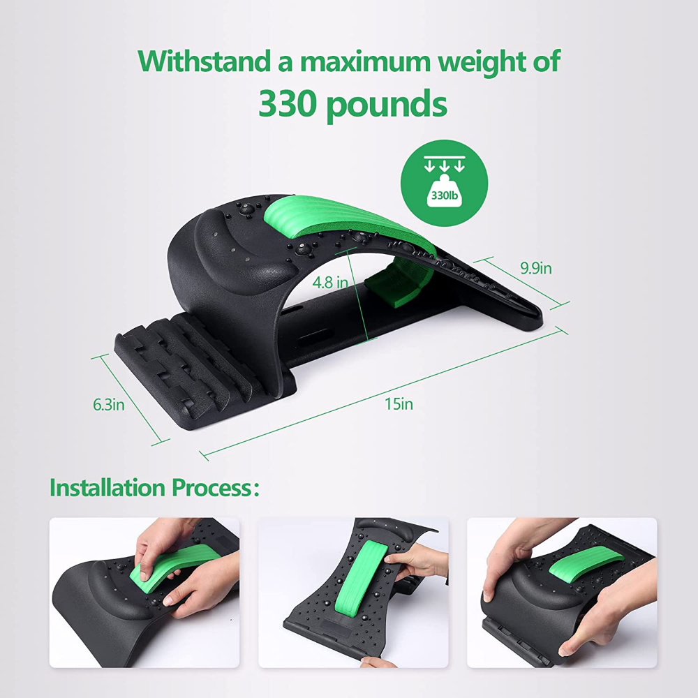 High-Quality 4-Level Neck & Back Stretcher with Magnetotherapy - Adjustable Cervical Spine Support for Pain Relief, Lumbar and Upper Back Massage Tool for Home & Office - StrengthXPhysiotherapy