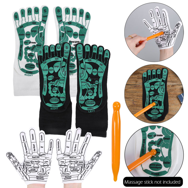 Premium Acupressure Massage Socks - 6 Pcs Reflexology Foot Therapy Set for Tired Feet, Cotton-Polyester Blend, Men’s & 