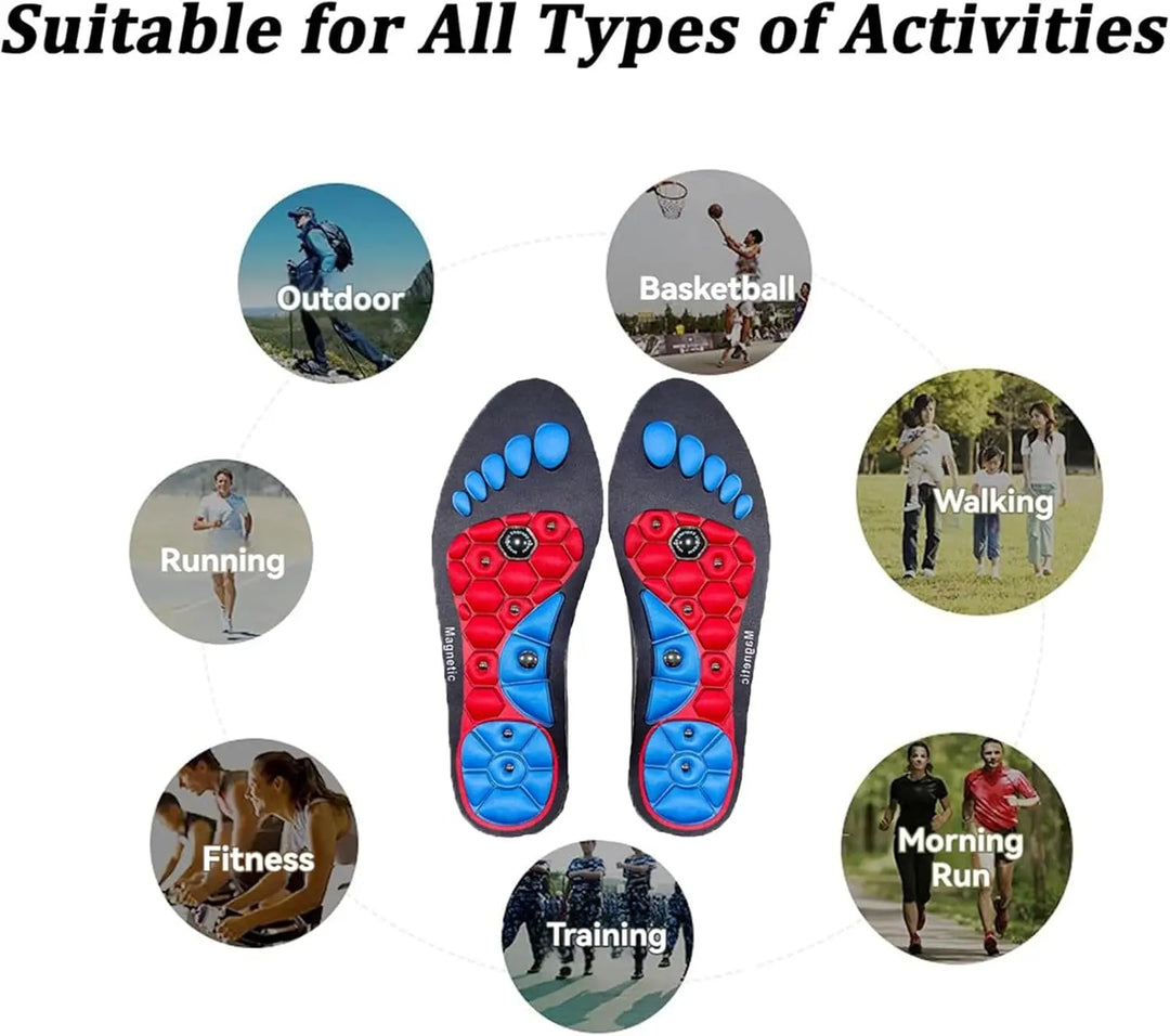 Premium Acupressure Foot Insoles for Men & Women - Orthopedic Gel Magnetic Shoe Inserts for Fatigue Relief, Odor Control  