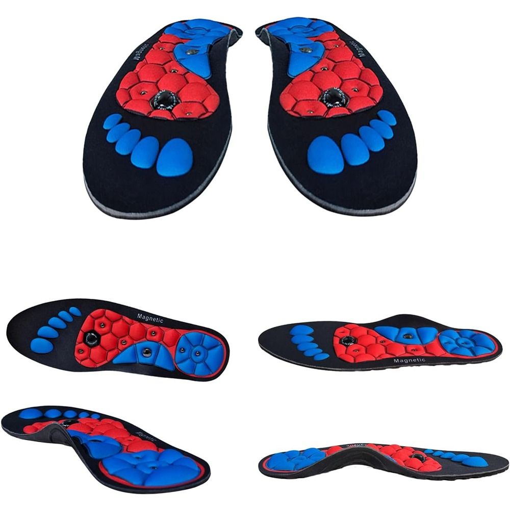 Premium Acupressure Foot Insoles for Men & Women - Orthopedic Gel Magnetic Shoe Inserts for Fatigue Relief, Odor Control  