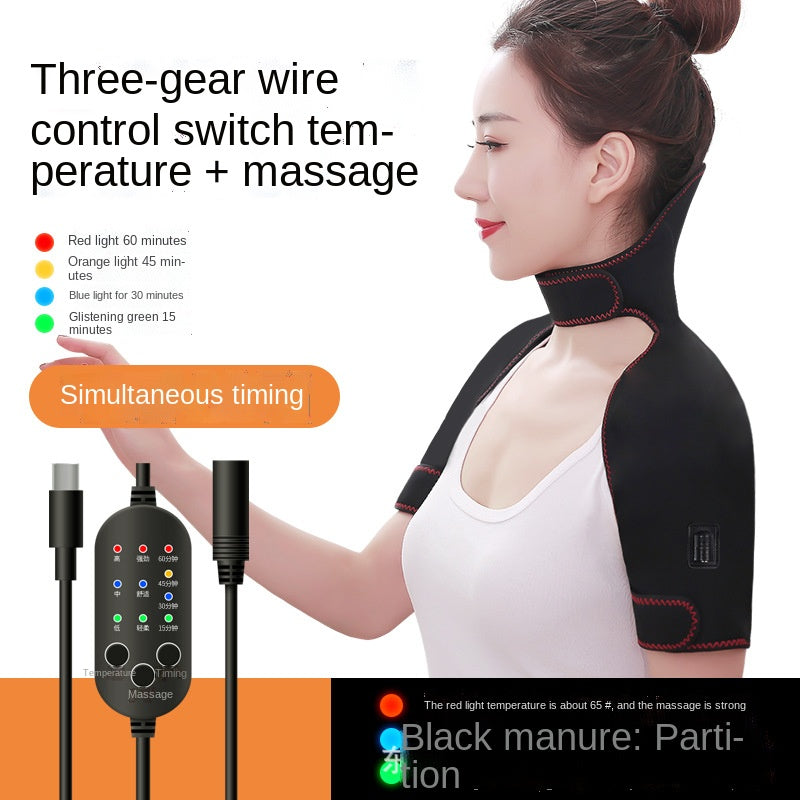 Premium Electrically Heated Shoulder Protector for Cervical Vertebra Warmer, Massage Therapy Cuff for Shoulder Soreness 