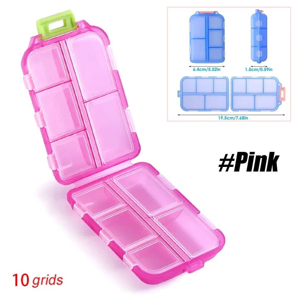 Premium Portable 10-Grid Pill Organizer – Compact Medicine Holder for Vitamins, Fish Oils, and Tablets – Moisture-Proof, Eco