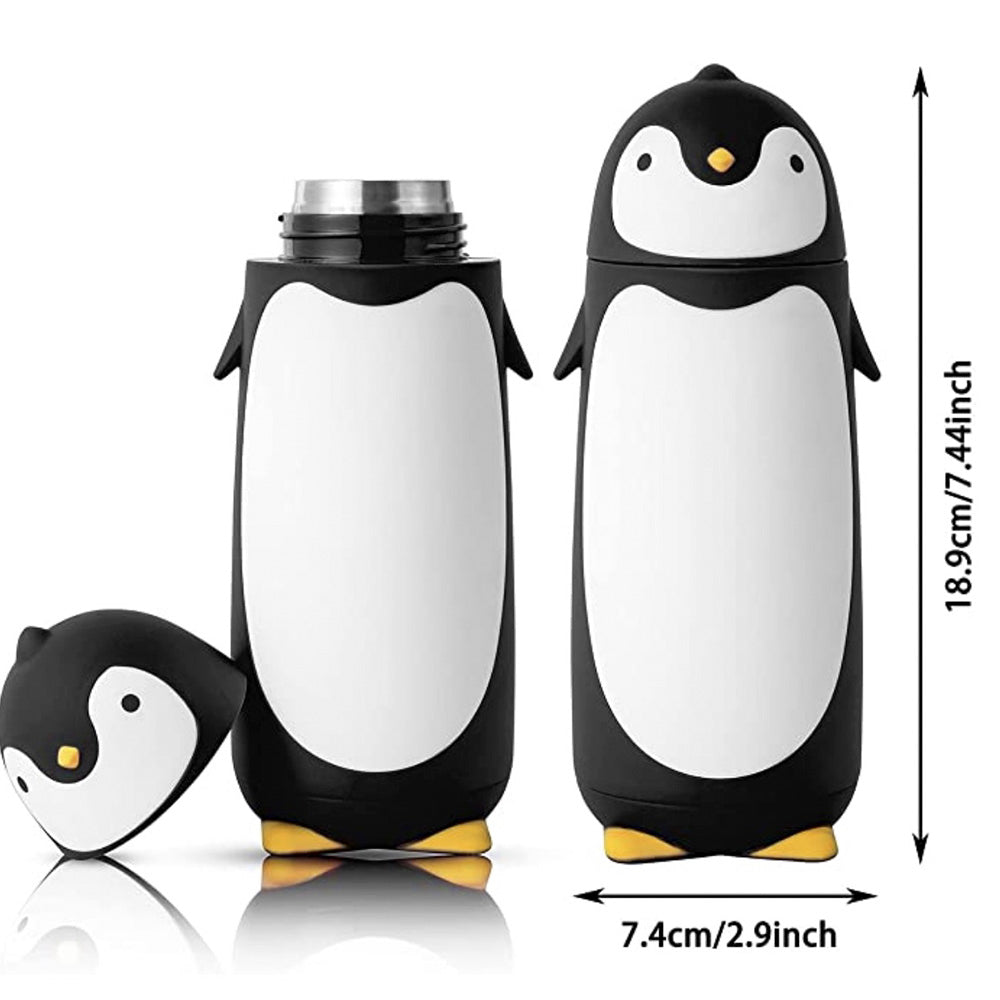 Premium Penguin Stainless Steel Vacuum Thermos – 9.5oz Travel Mug for Kids & Students – Insulated Coffee & Tea Flask – Hot or