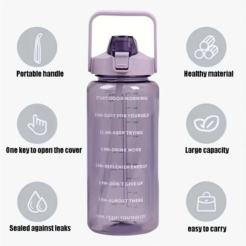 Premium 2L Water Bottle with Straw – Large Capacity Portable Sports Travel Bottle, High-Value Fitness Cup, Big Fat Design for