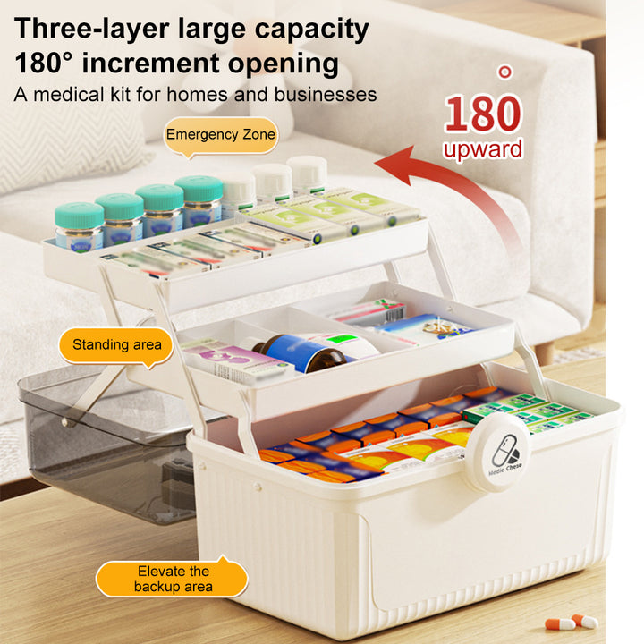 Premium Large Capacity Medicine Box – Multi-Layer Family Organizer, Portable First Aid Kit for Home, Travel, and Daily Use, 