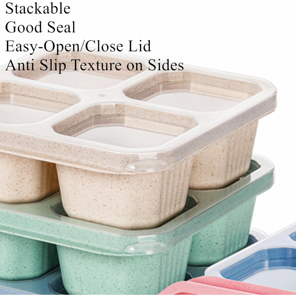Premium Reusable 4-Grid Snack Containers – Portable Meal Prep Lunch Box, Leak-Proof, Large Capacity, Multi-Compartment 