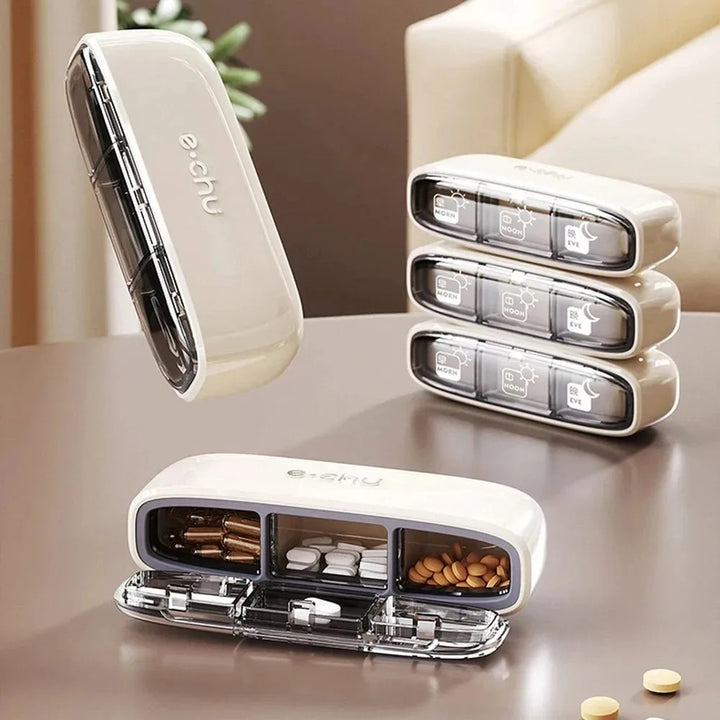 Premium Portable Pill Organizer – 3 Times A Day Medicine Box, Travel-Friendly, Compact Design with Waterproof Seal, Food