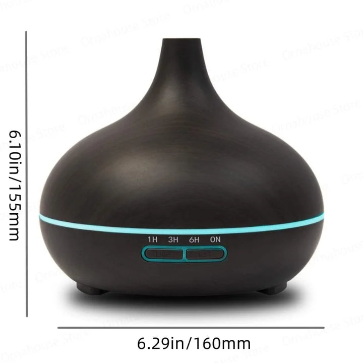 Premium 550ml Wood Grain USB Aroma Diffuser, Essential Oil Humidifier with 7 LED Colors & Remote Control