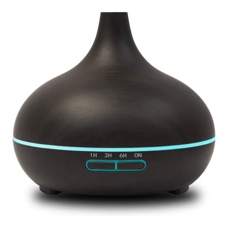 Premium 550ml Wood Grain USB Aroma Diffuser, Essential Oil Humidifier with 7 LED Colors & Remote Control