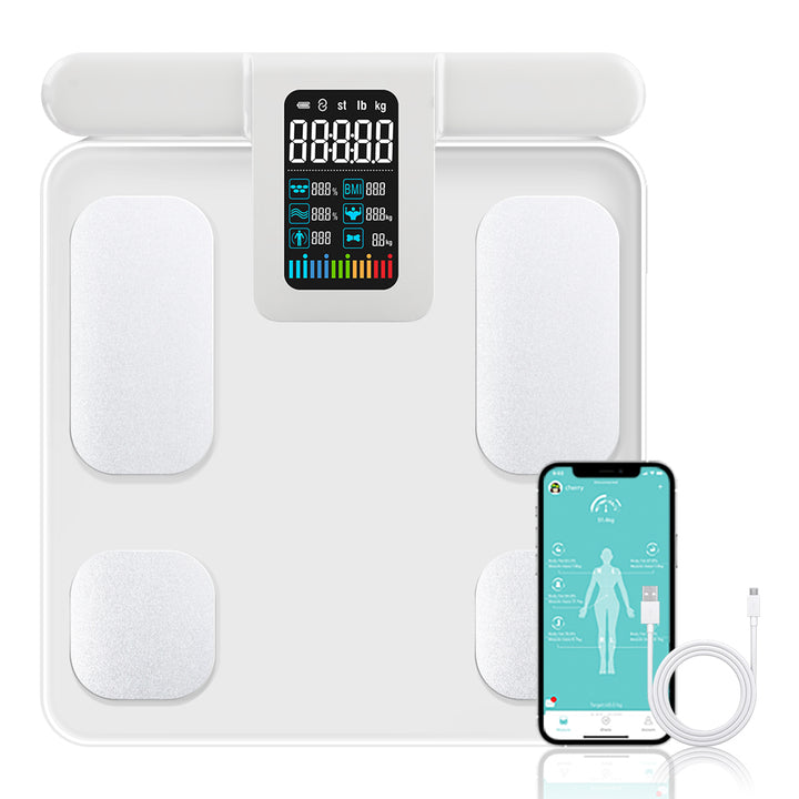 Premium Professional Smart Body Fat Scale – 8 Electrodes Body Composition Analyzer, Bioimpedance Technology, Accurate Weight 
