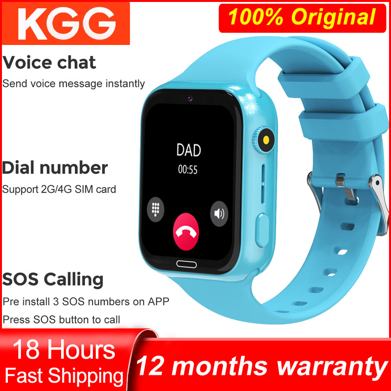 Premium Kids Smart Watch Phone – 2G GSM, LBS Location, SOS, Voice Chat, Camera, Flashlight, Alarm, Silicone Strap,