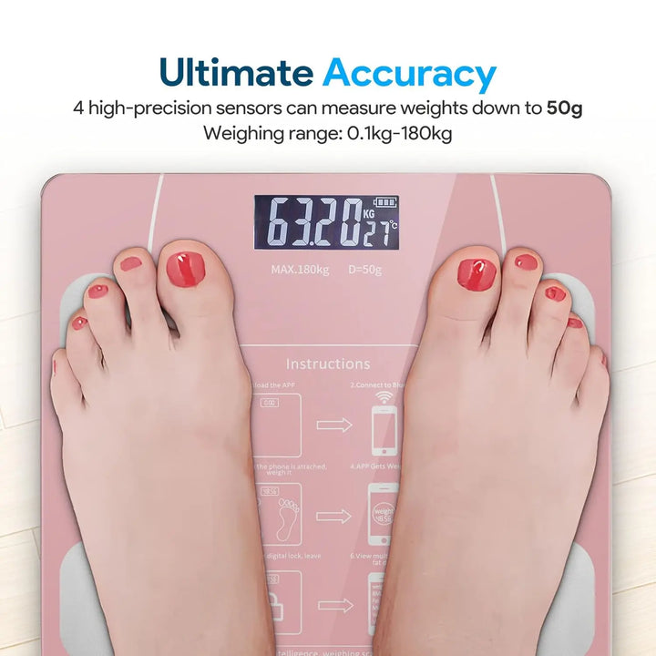 Premium LED Body Composition Scale – Accurate Digital Bathroom Scale with Body Fat Analysis, Bluetooth Connectivity, Health 