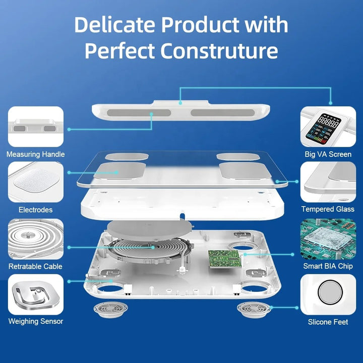 Premium Smart Body Composition Scale – 8 Electrode Bioimpedance Digital Weight Scale, Tracks Body Fat, Water, Muscle Mass, BMI, and More, Accurate Measurements for Health Monitoring - StrengthXPhysiotherapy