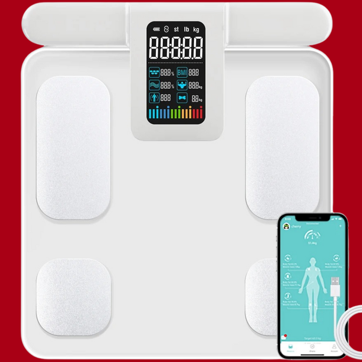 Premium Smart Body Composition Scale – 8 Electrode Bioimpedance Digital Weight Scale, Tracks Body Fat, Water, Muscle Mass, BMI, and More, Accurate Measurements for Health Monitoring - StrengthXPhysiotherapy