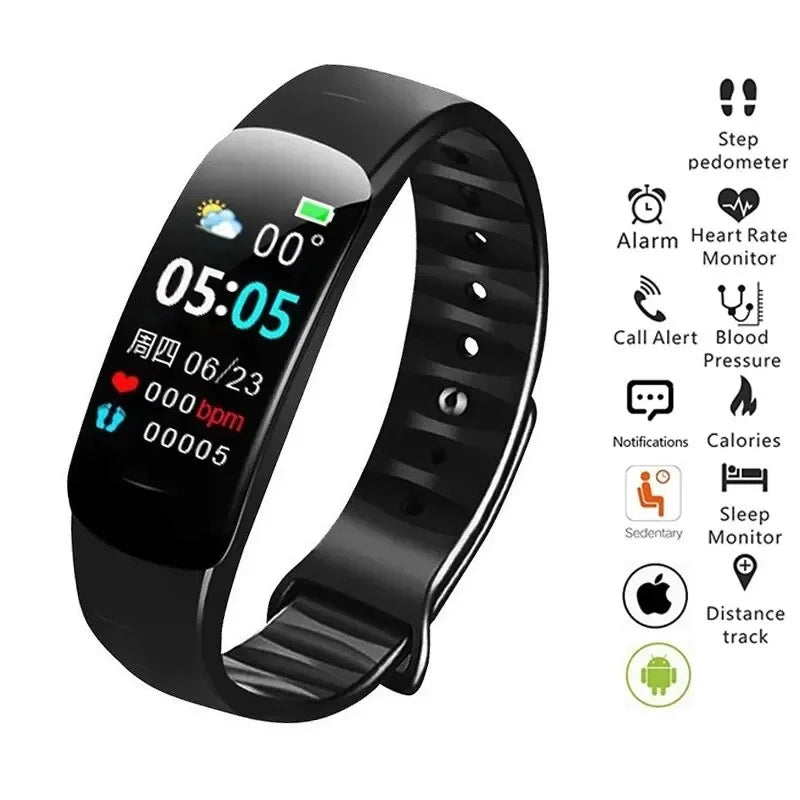Premium Smart Fitness Watch – Heart Rate, Blood Pressure, Step Counting, Sleep Monitoring, Sports Tracker, Bluetooth, Multi-