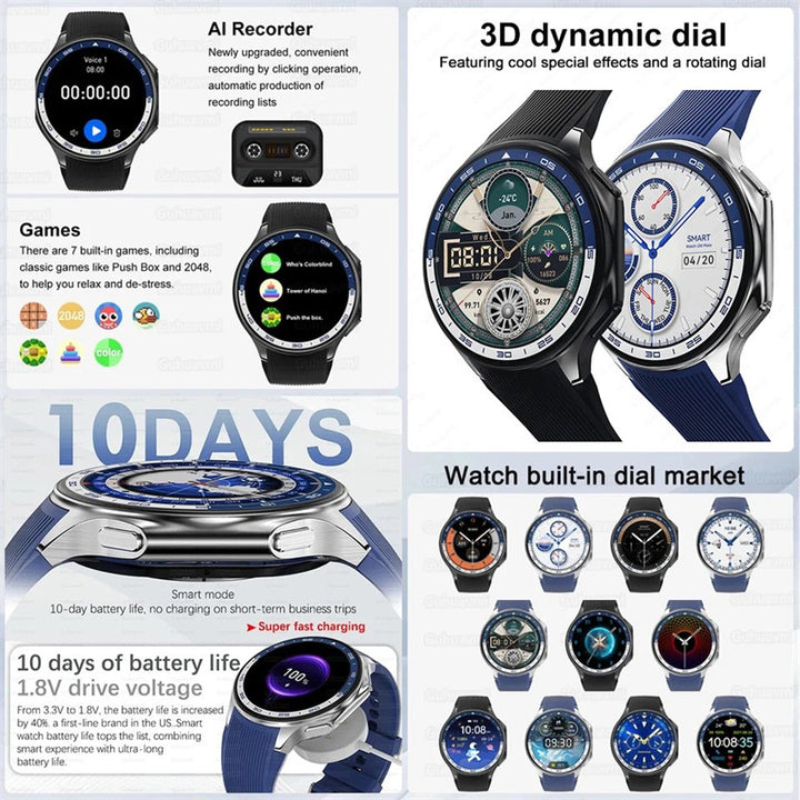 Premium Smartwatch for Men – 1.43'' 3D Surround Vision Display, 4GB RAM, 32GB Storage, Bluetooth Calling, Waterproof, Heart 