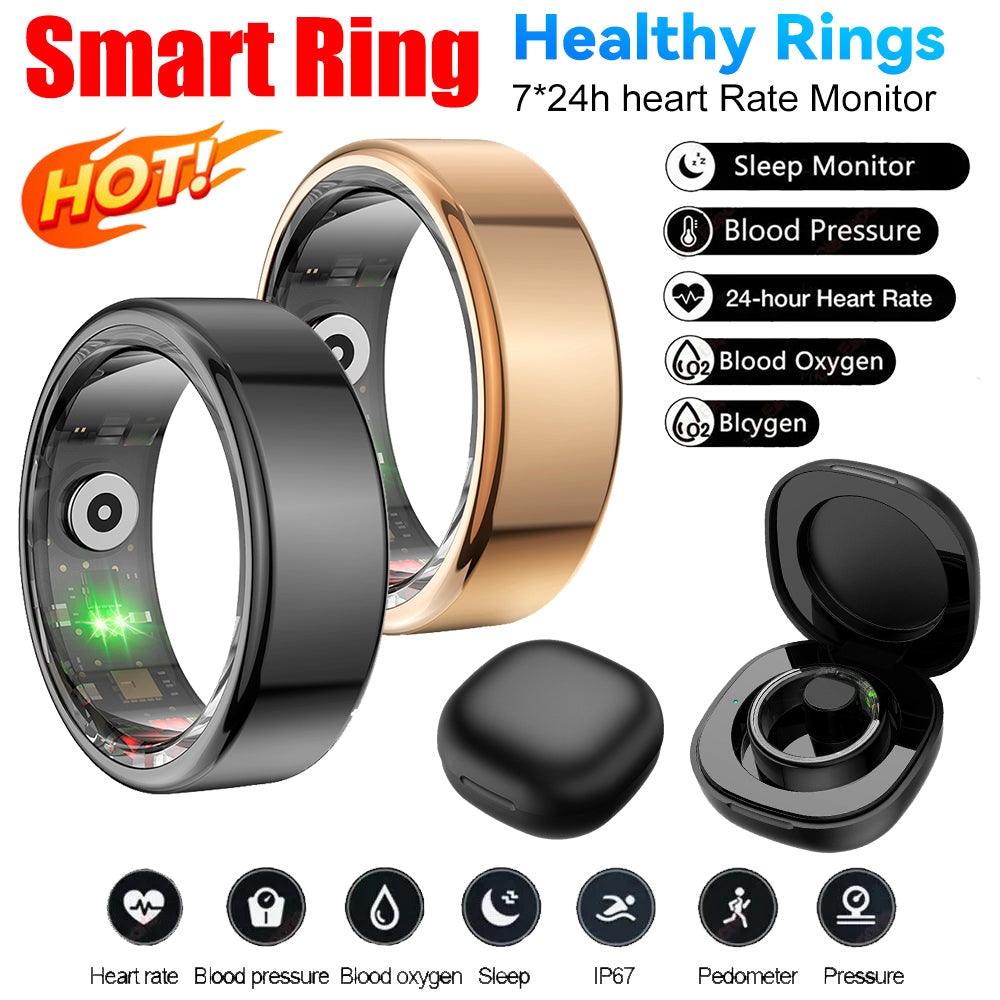 Premium Smart Ring for Health Monitoring – Military Grade Titanium, Waterproof IP68 & 3ATM, Multi-Sport Modes, Heart Rate &