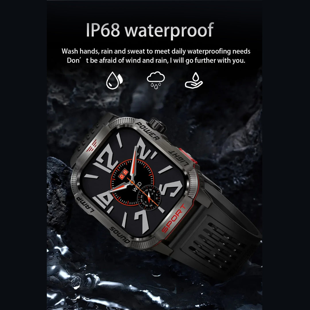 Premium GPS Smartwatch for Men – 2.01" HD Display, Waterproof, Bluetooth Calling, Compass, Flashlight, Fitness Tracker, 600mAh Battery, Outdoor Sport Mode - StrengthXPhysiotherapy