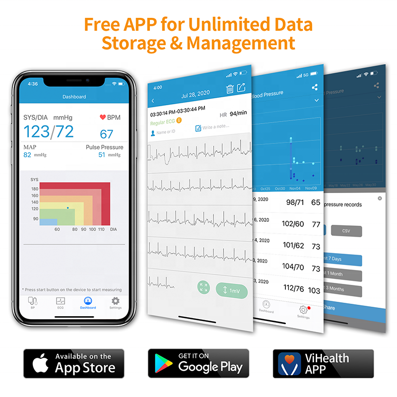 Premium Wireless Bluetooth Blood Pressure Monitor – ECG Function, Automatic Digital BP Machine with Heart Rate & Pulse 