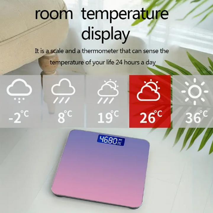 Premium Gradient Color Intelligent LCD Electronic Scale – Digital Display Glass Weight Scale, Accurate 0.2-180kg Measurement,