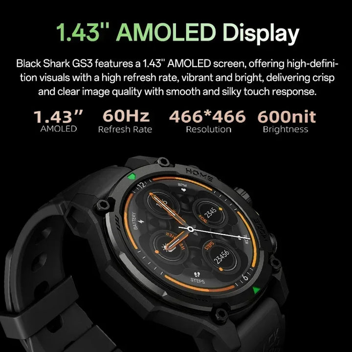 Premium Smartwatch for Men & Women – 1.43" AMOLED Display, GPS, 100+ Sports Modes, 21 Days Battery Life, 5ATM Waterproof, 