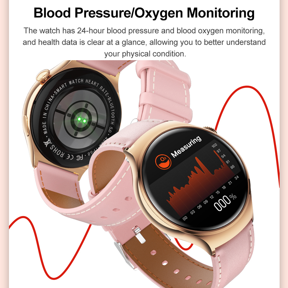 Premium Smartwatch for Women - AMOLED Display, Bluetooth Calling, NFC, GPS, IP68 Waterproof, Multiple Sports Modes, Heart 