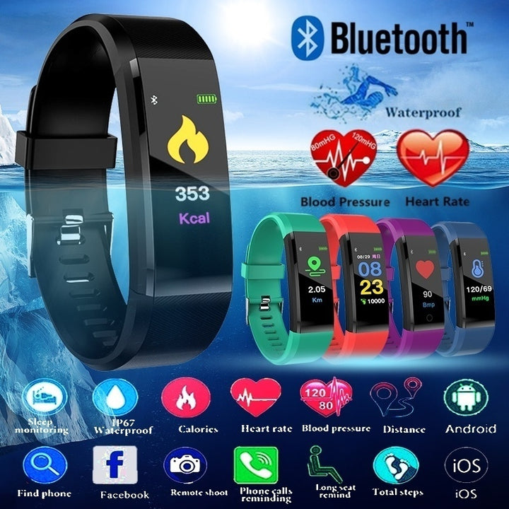 Premium Smart Fitness Tracker – Heart Rate, Blood Pressure Monitor, Activity Tracker, Bluetooth-Compatible, IPX7 