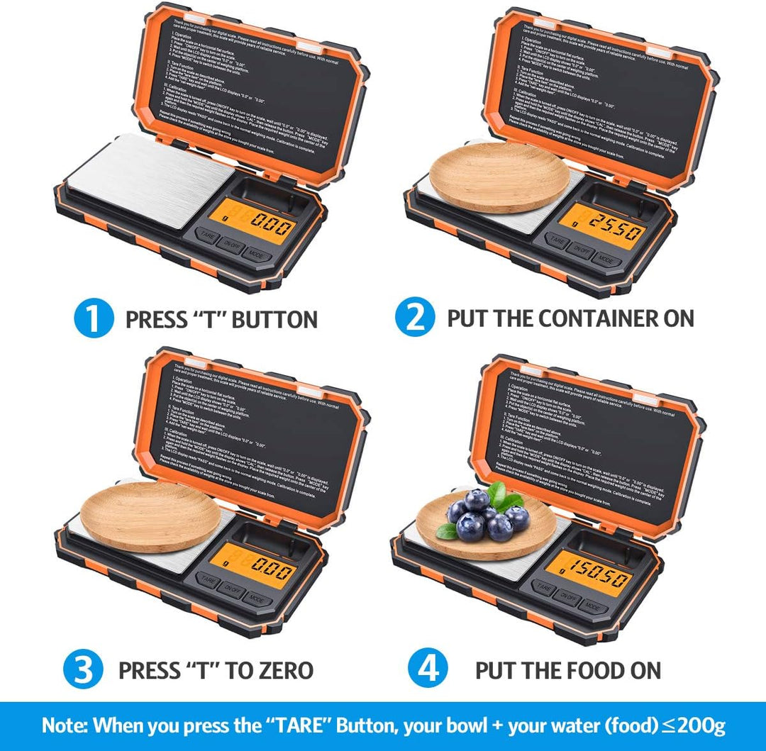 Premium Digital Pocket Scale – 200g Capacity, 0.01g Precision, Multi-Unit Conversion, Calibration Weight Included for Food, 