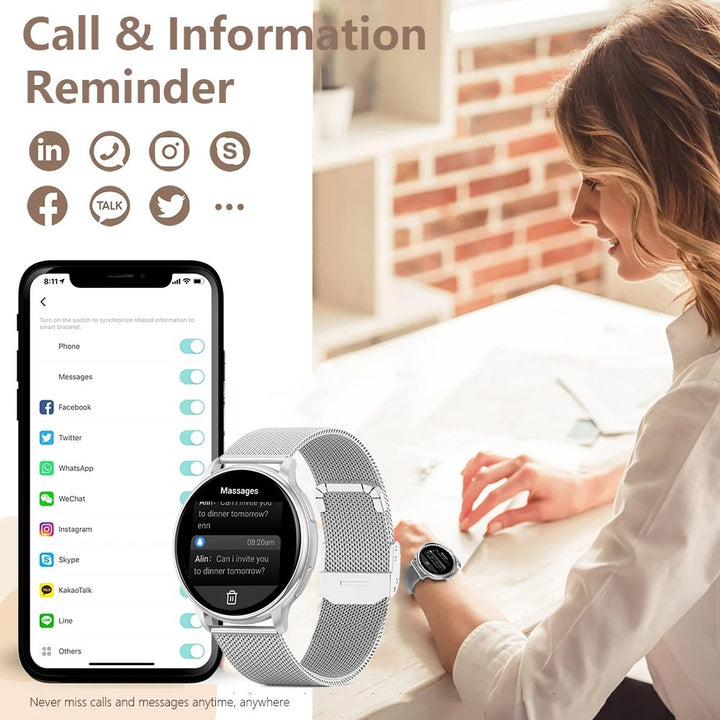 Premium Smartwatch for Women – Bluetooth Call, 100+ Sports Modes, Fitness Tracker, DIY Dials, Stylish Rosegold Design, Waterproof, Compatible with iOS & Android - StrengthXPhysiotherapy