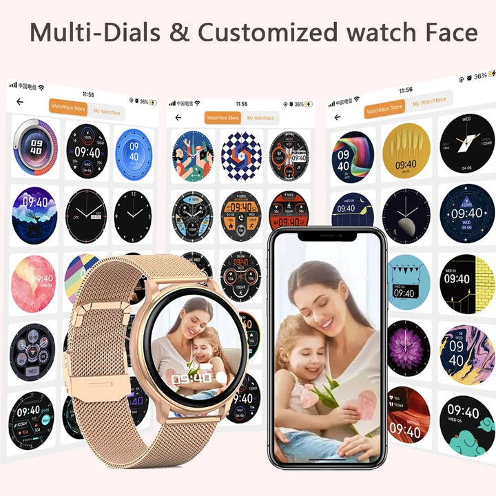 Premium Smartwatch for Women – Bluetooth Call, 100+ Sports Modes, Fitness Tracker, DIY Dials, Stylish Rosegold Design, Waterproof, Compatible with iOS & Android - StrengthXPhysiotherapy