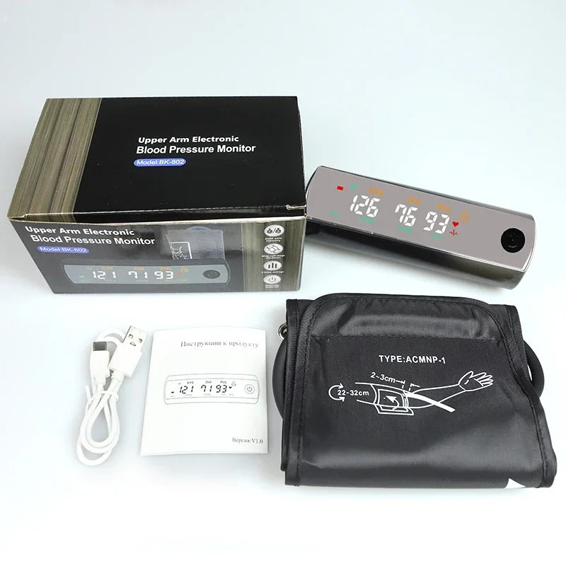 Premium Rechargeable Blood Pressure Monitor – Large LCD Screen, Russian Voice, Digital Arm Sphygmomanometer, LI-ION 