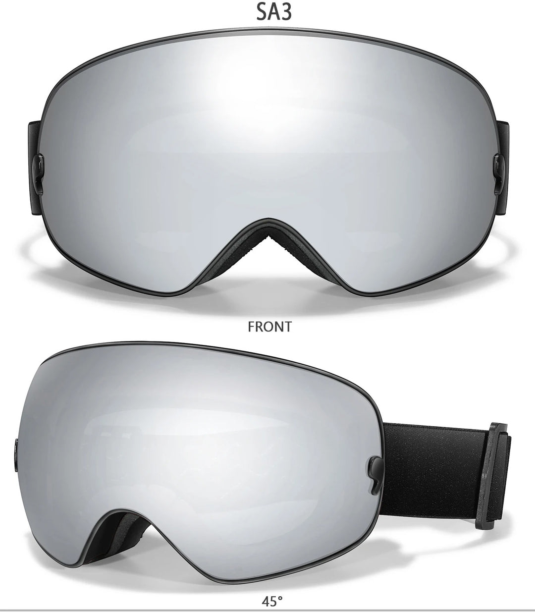 Premium Ski Goggles – Large Comma Spherical Design, Double-Layer Anti-Fog Lens, Winter Cycling & Sled Sports Glasses, Wide Field of View, Suitable for Myopia - StrengthXPhysiotherapy